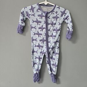 Little Sleepies Blue Shark Print One-Piece Pajamas Newborn